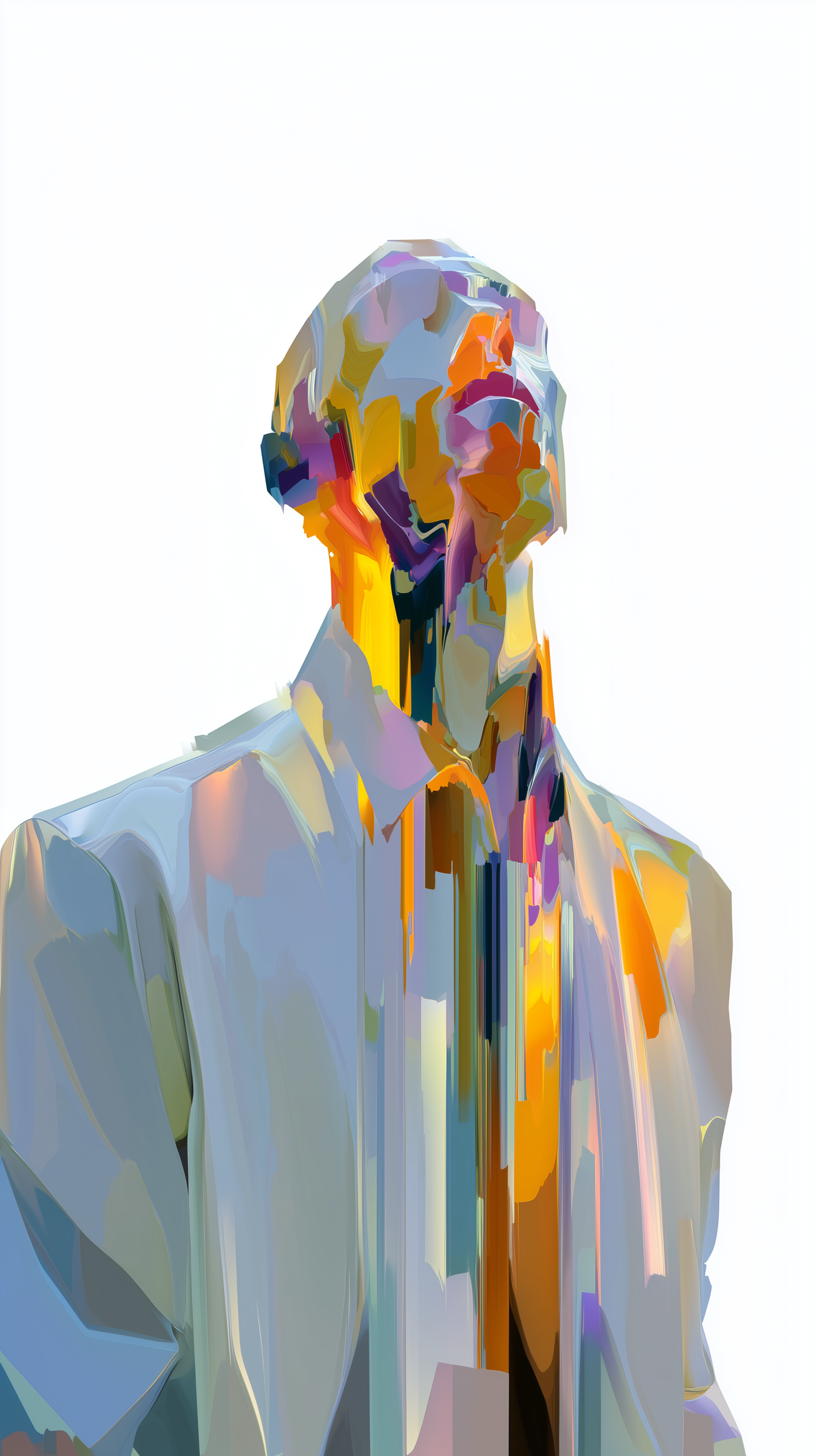 Midjourney prompt: glitch art, vertical portrait of single human silhouette, clearly defined edges,...