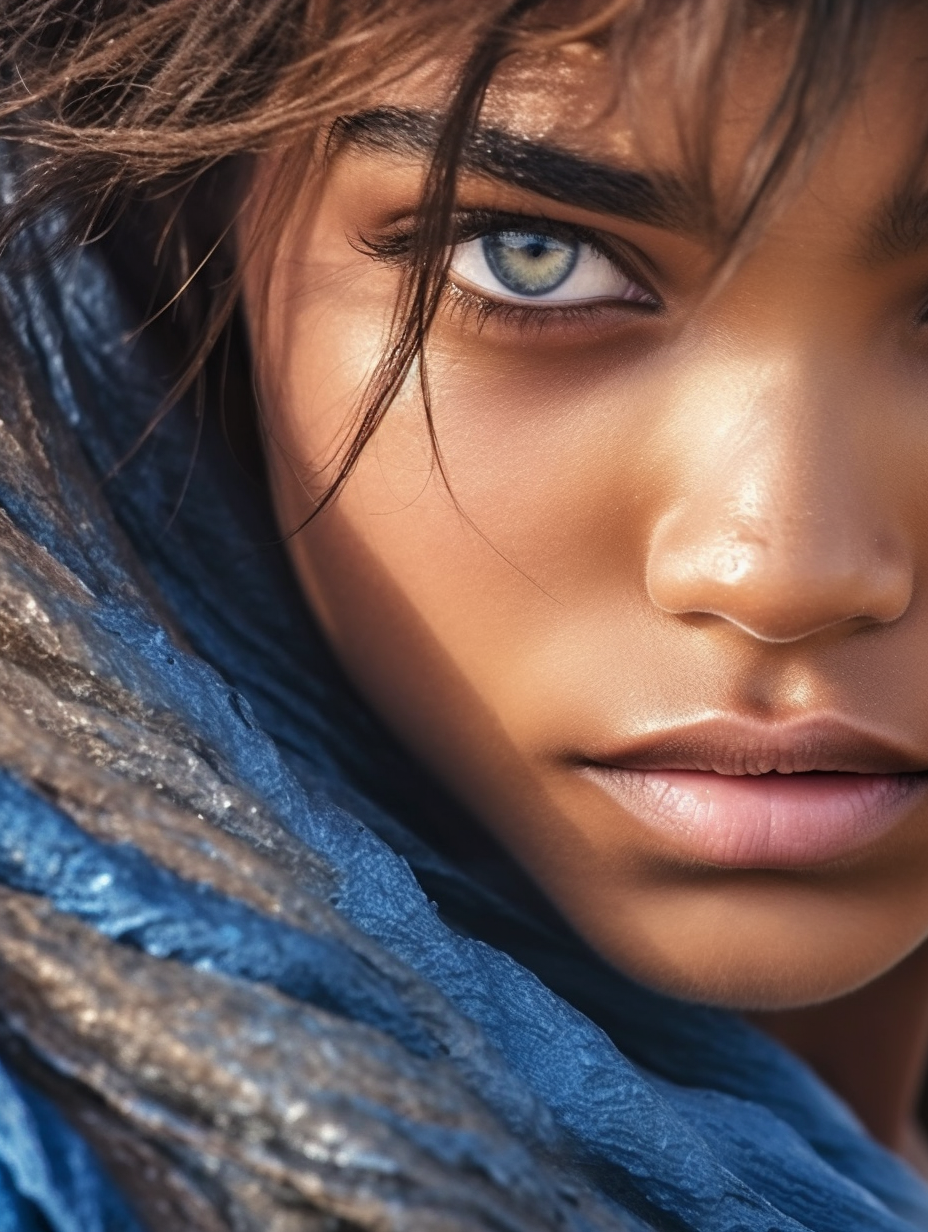 Midjourney prompt: close up photography, blue eye, dramatic and stunning award winning photo, drama...