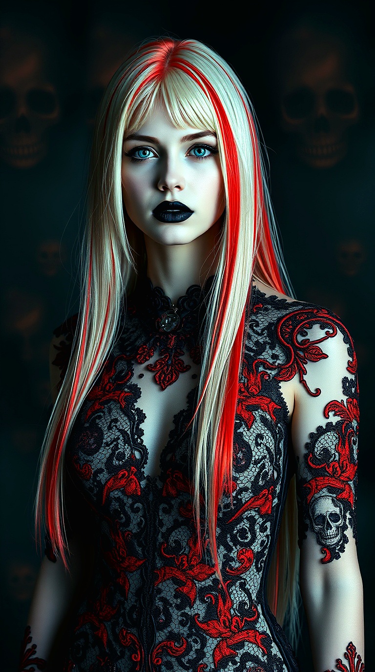 FLUX prompt: A hyper realistic, full body photo of a very pale skin toned female, who resembl...