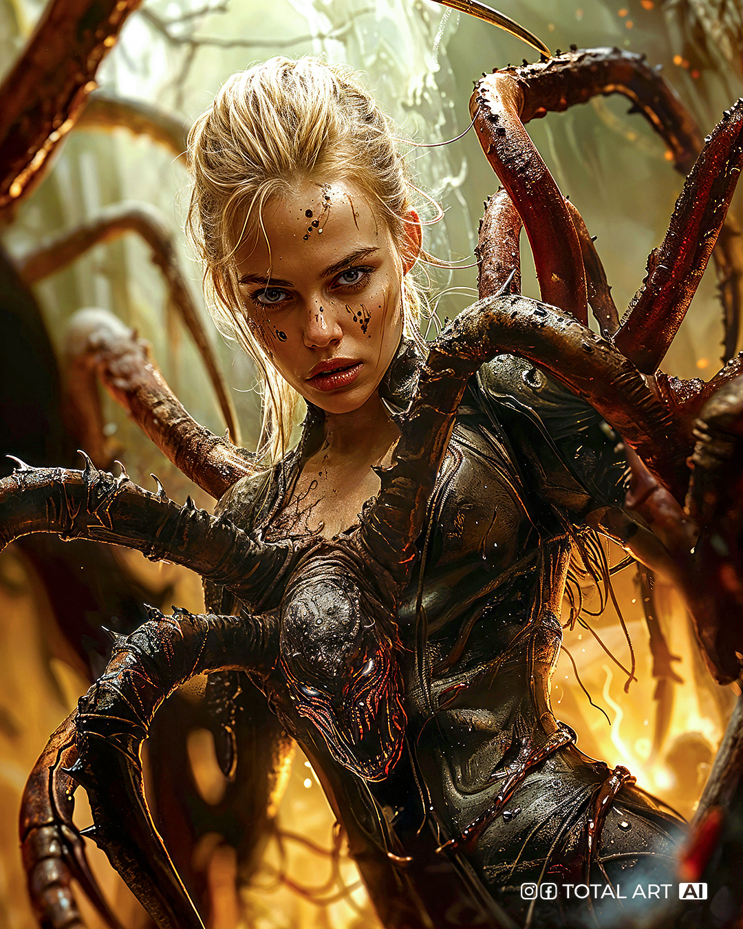 Midjourney prompt: Cover of the book features H R Giger style illustrations of full body shot of a ...