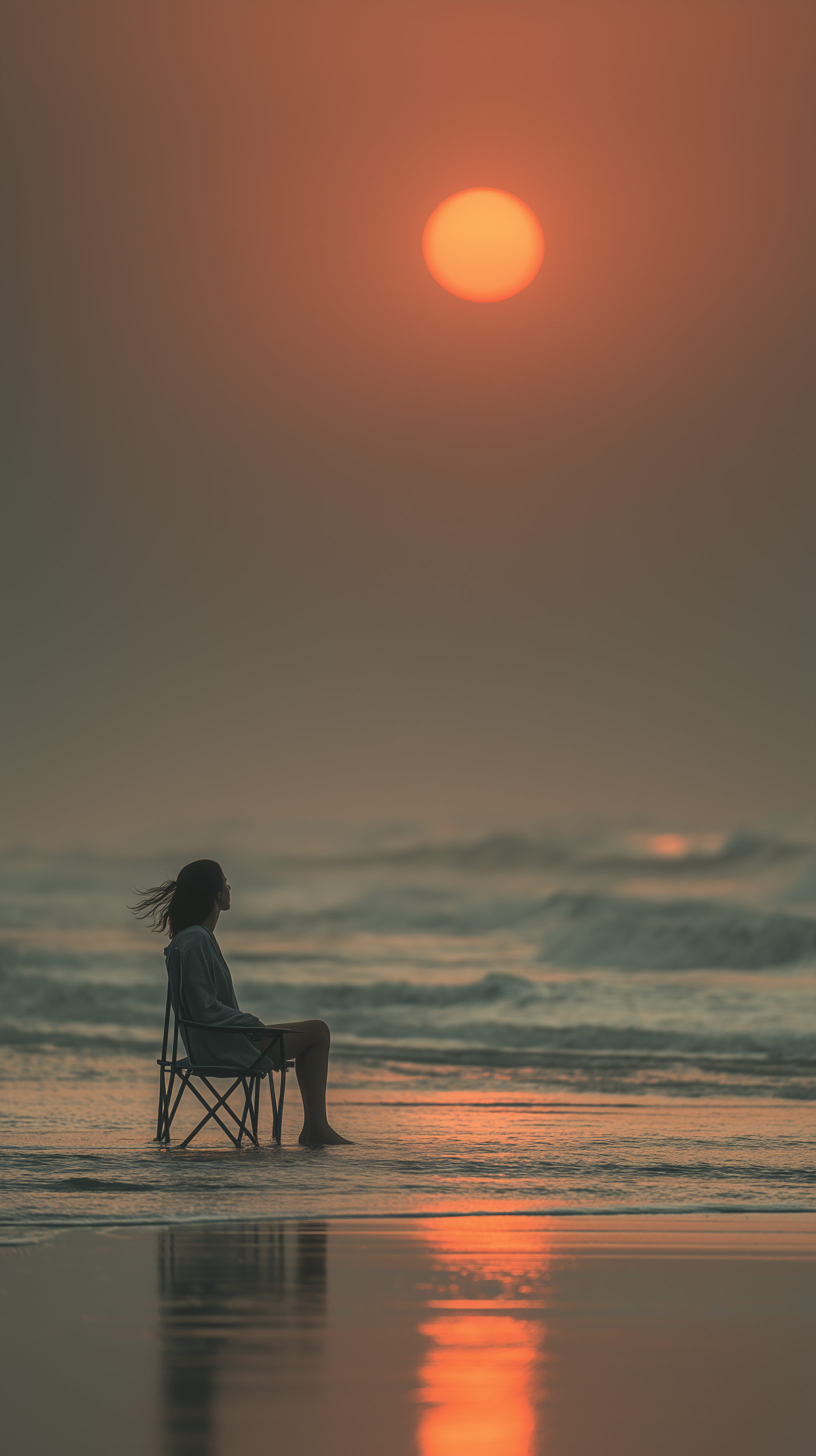 Midjourney prompt: cinematic seascape, warm color grading, long-lens compression, straight horizon,...