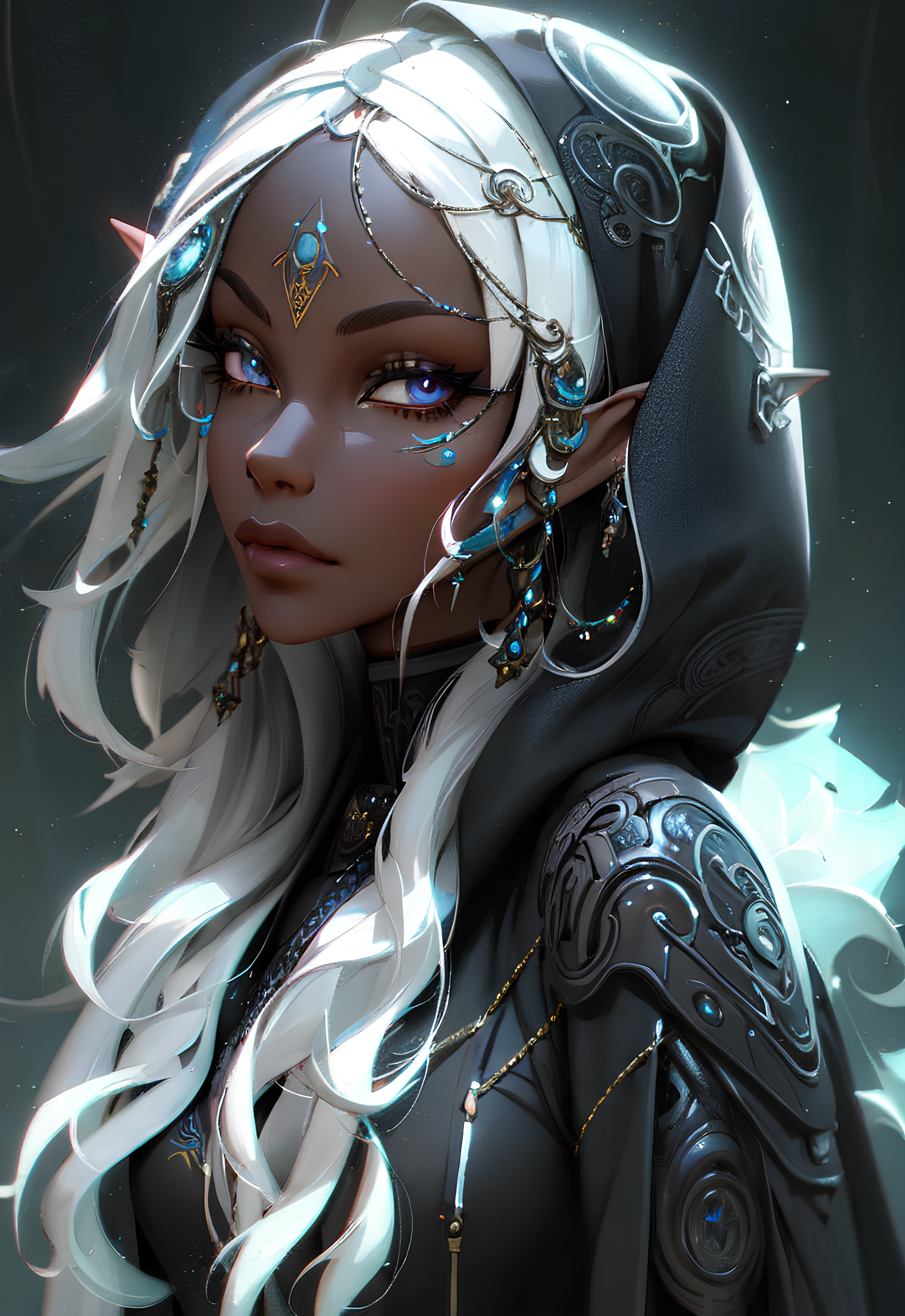 ReV Animated prompt: a close up of a person wearing a hoodie, digital art, by Ross Tran, afrofuturism...