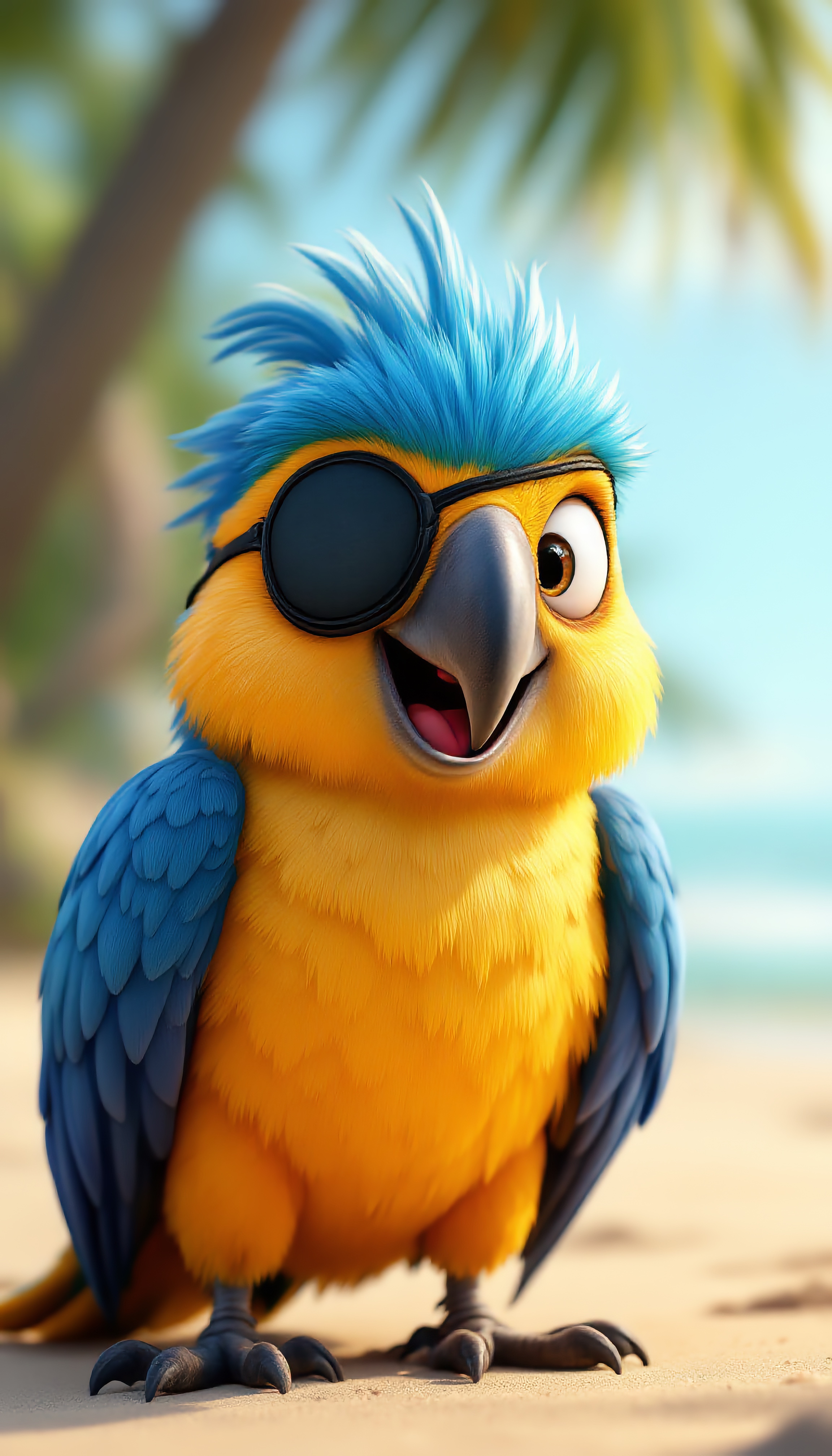 Stable Diffusion prompt: A whimsical, full-body, close-up 3D render of a cartoon pirate parrot, stylistic...
