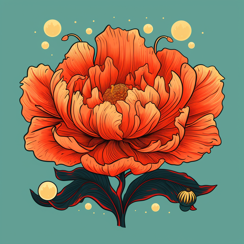 Midjourney prompt: UI/UX, dribble, A flat illustration of a flower blooming with a vibrant color, F...