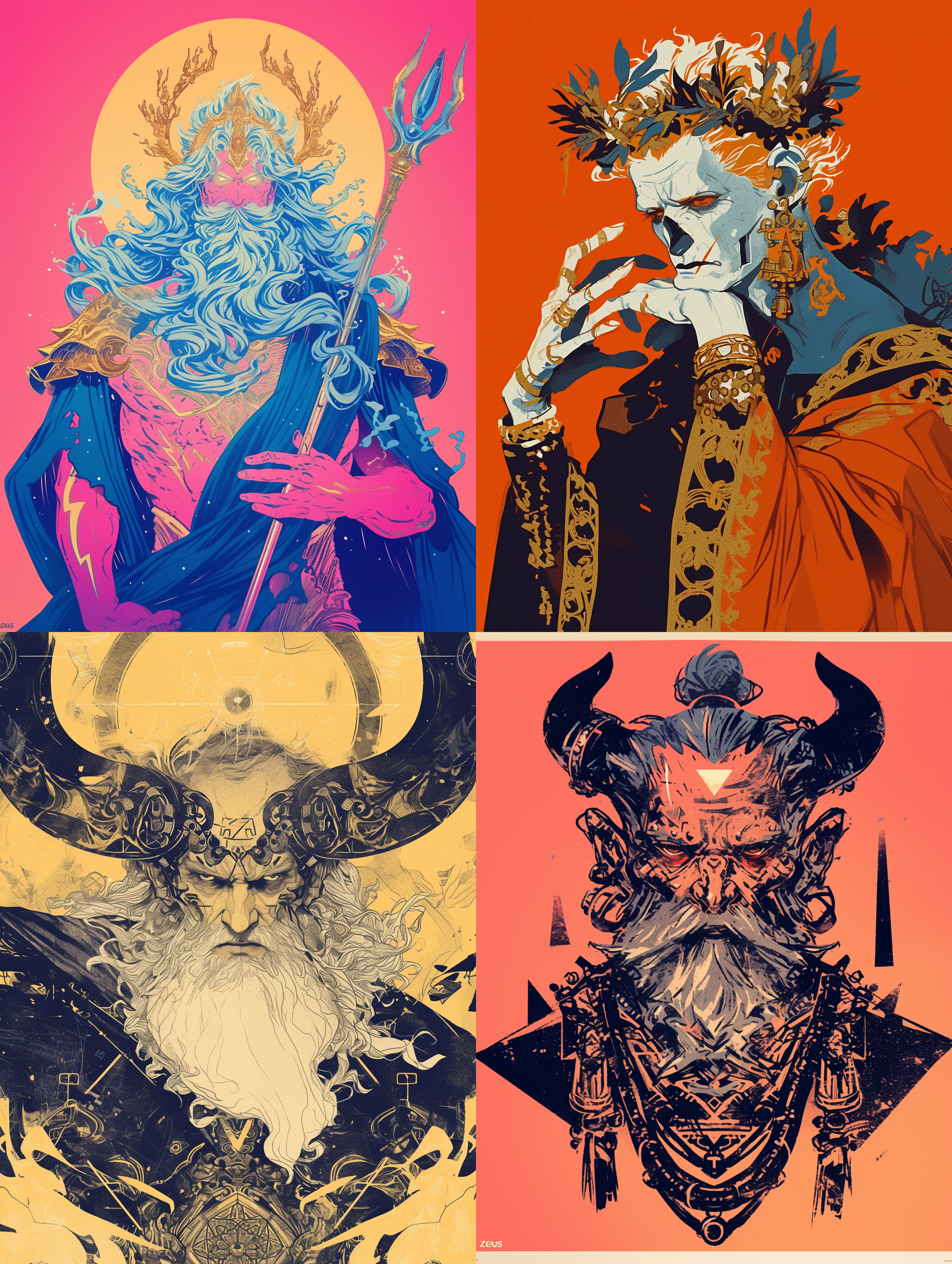 Midjourney prompt: Baroque punk type halloween party design of the chief diety in greek mythology "...