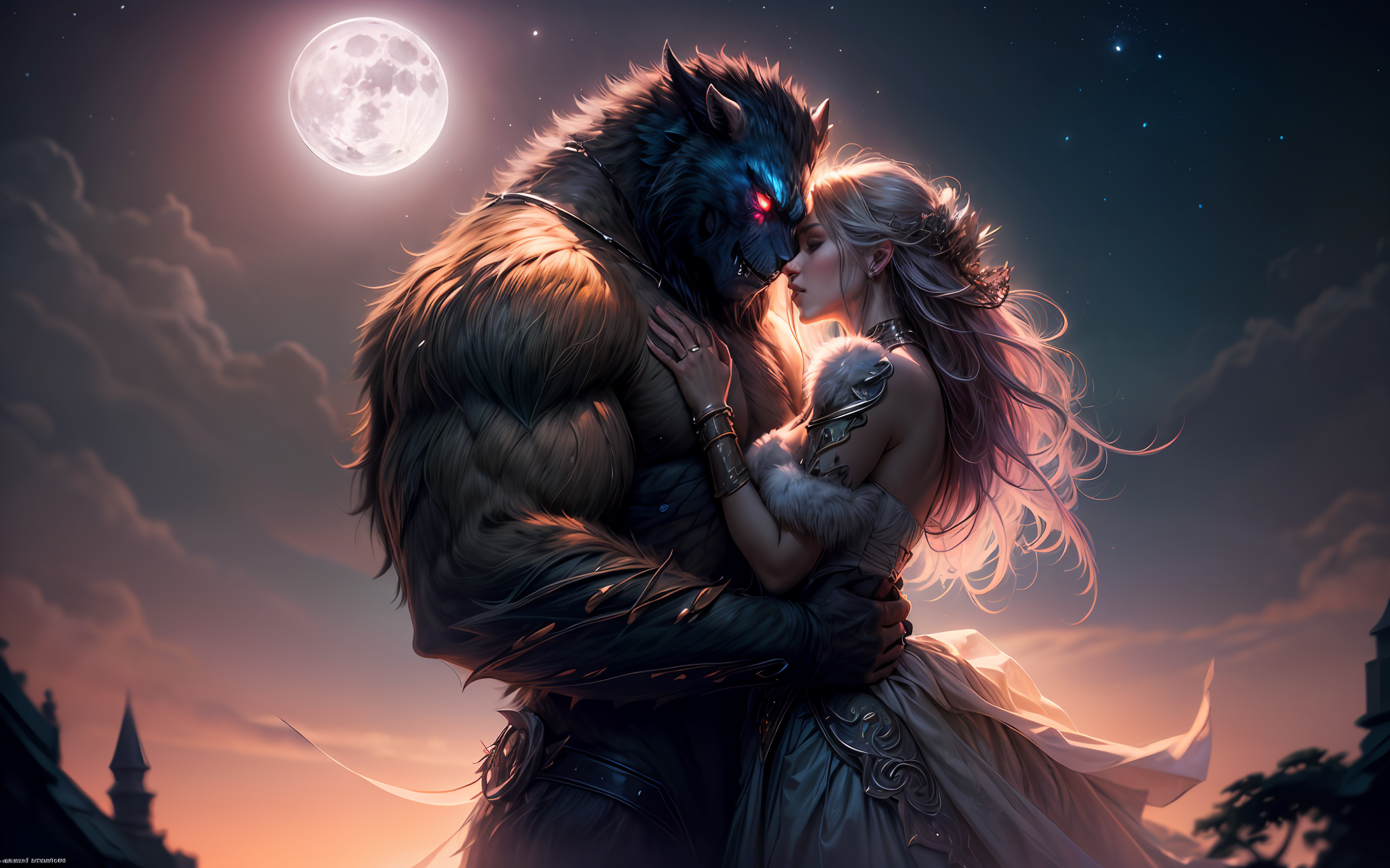 ReV Animated prompt: masterpiece, concept art, (epic couple photo, intimate, lovely, facing each othe...