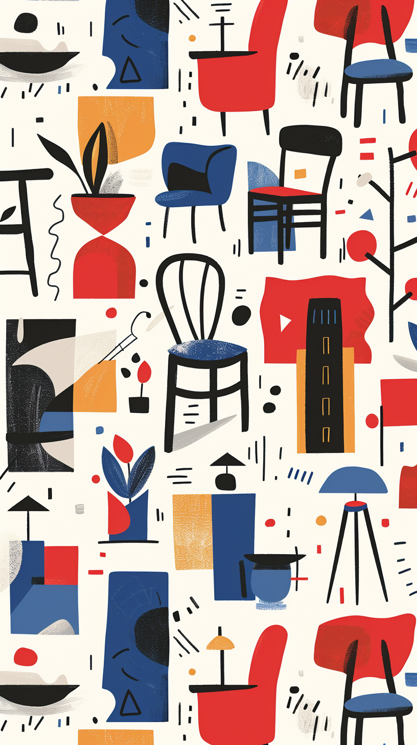 Midjourney prompt: pattern illustration, inspired by art, bold, simplify, saturated colors with a t...