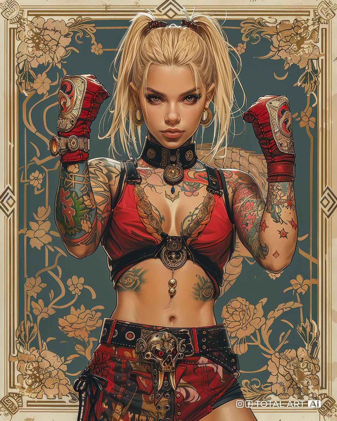 Midjourney prompt: Colorful Japanese vintage poster of a yakuza European face girl beauty model, fu...
