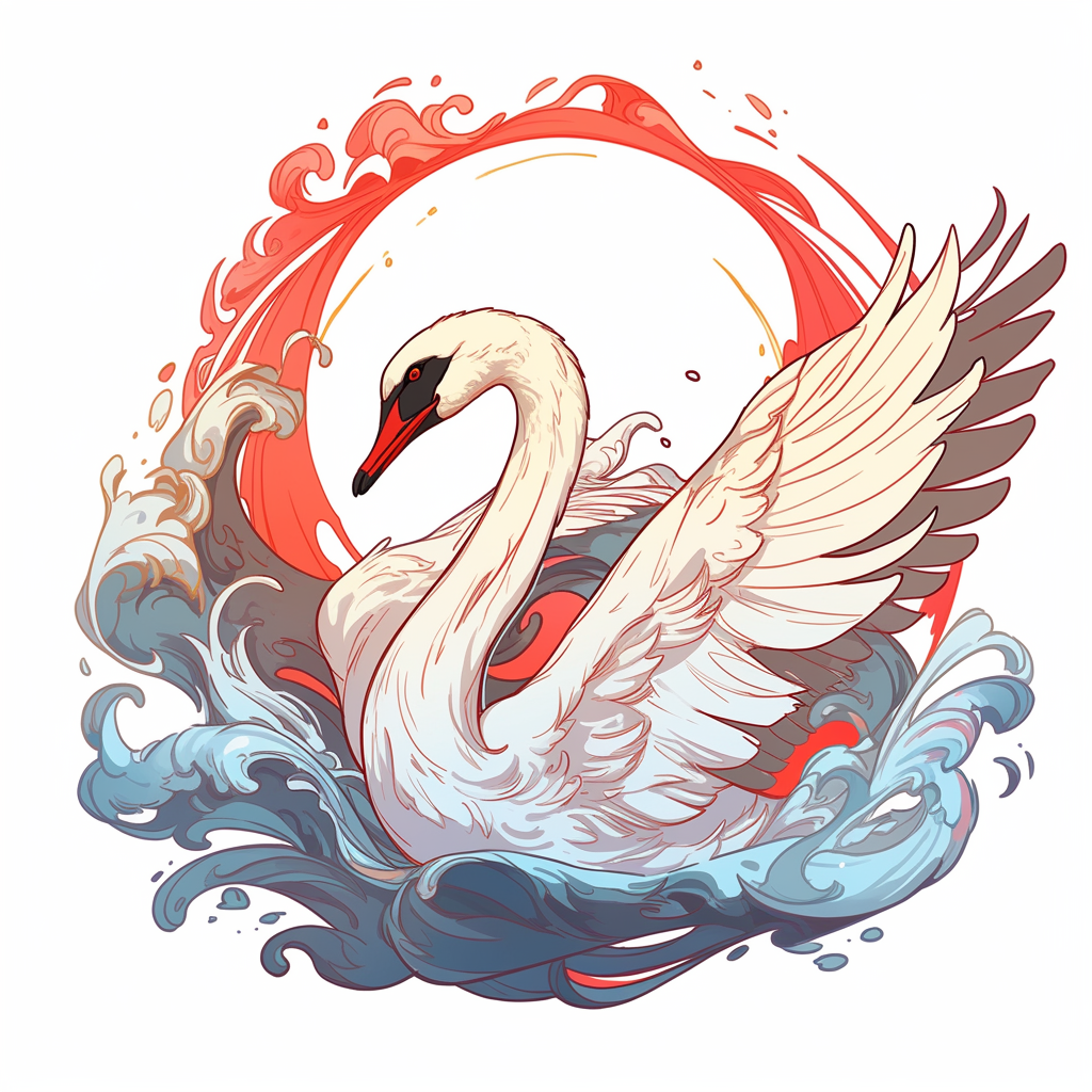 Midjourney prompt: Graceful Swan Monster gliding, tshirt vector, Chromogenic Color Print illustrati...