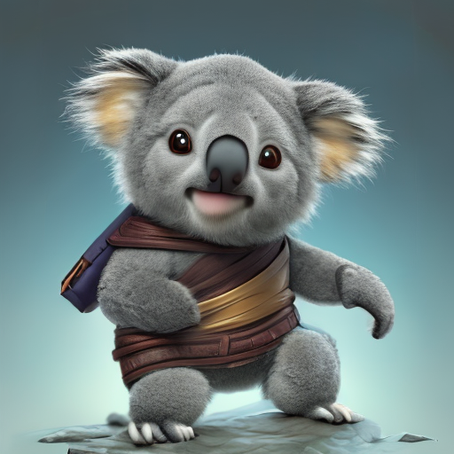 Mo-Di Diffusion prompt: a cute koala dressed in a shinobi outfit, digital art by łukasz piskorz and patr...
