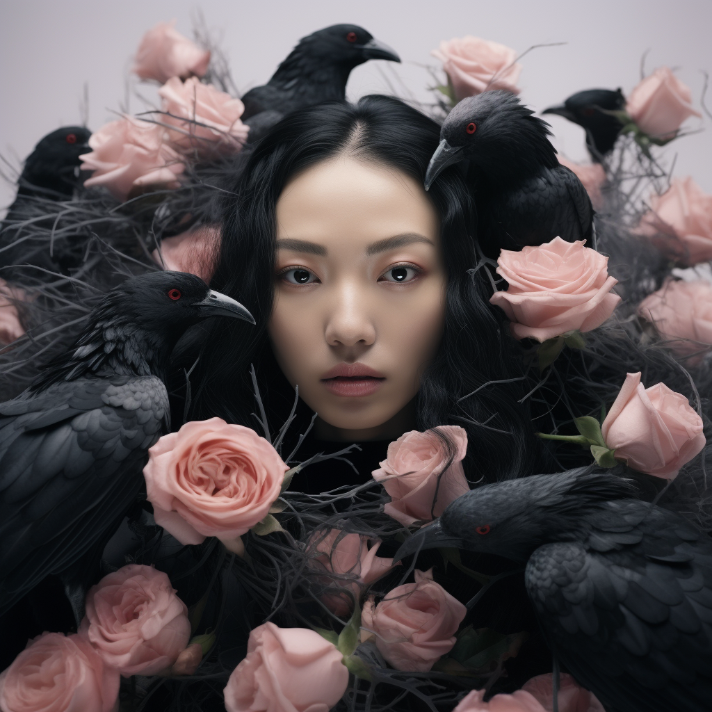 Midjourney prompt: An incredibly detailed close up macro beauty photo of an Asian model, hands hold...