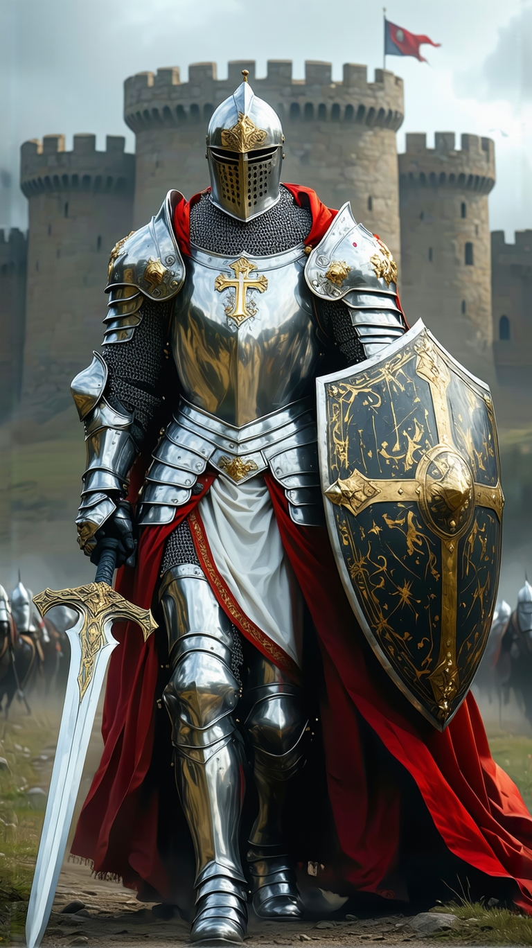 Stable Diffusion prompt: An ultra-realistic, zoomed out, front facing, full-body portrait of a noble Pala...
