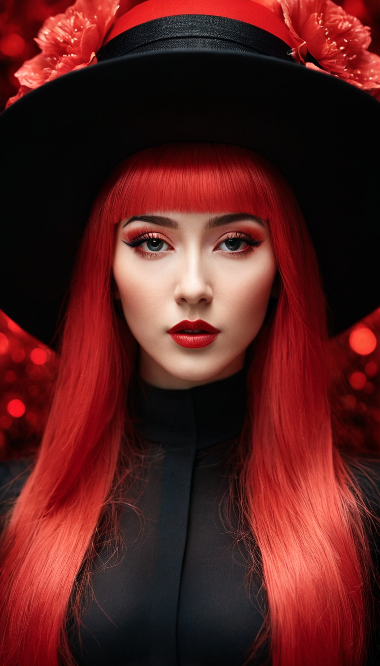 Stable Diffusion prompt: digital art, fashion editorial, a close portrait of beautiful redhaired woman is...