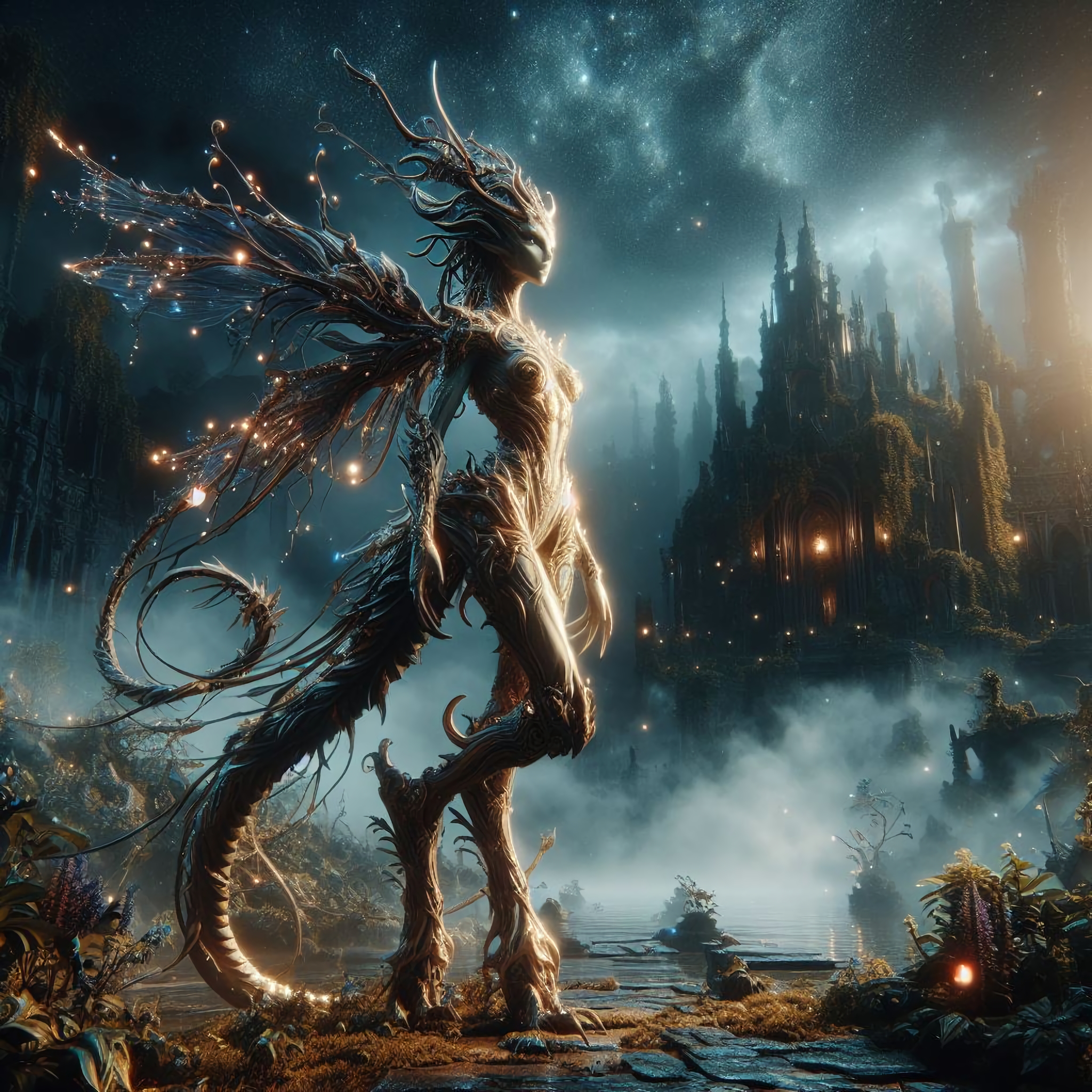 DALL·E prompt: full body portrait of a beautiful fantasy creature,shiny,professional photograph...