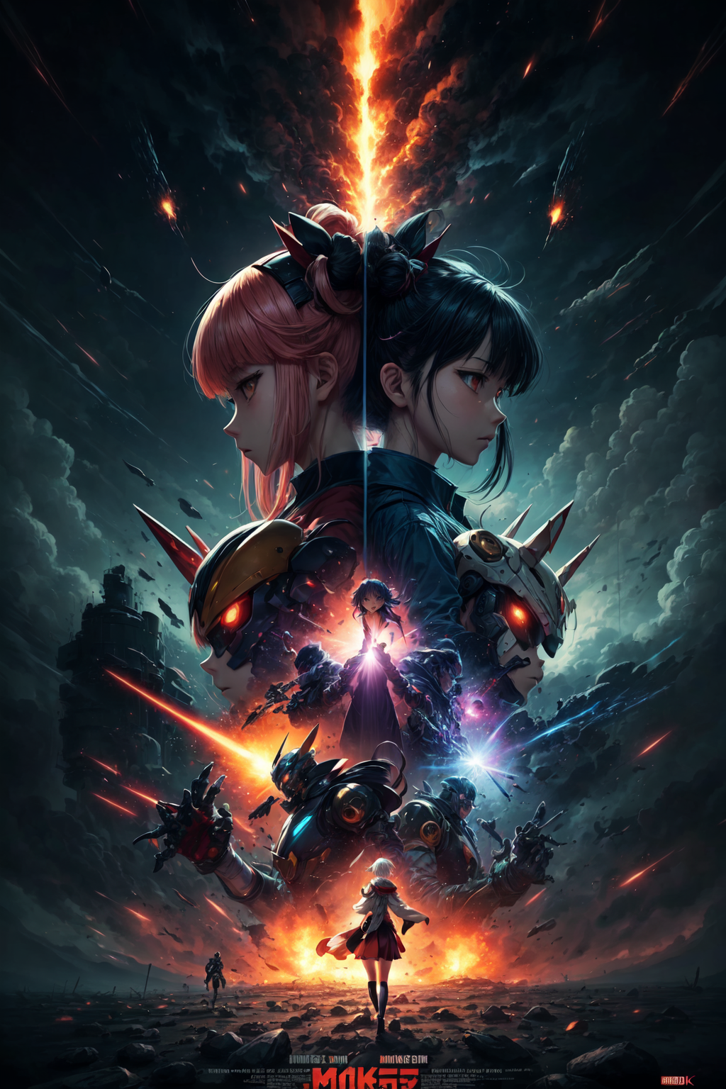 UnstableInkDream prompt: incredibly powerful Anime Girl, created by Hideaki Anno and Katsuhiro Otomo and ...