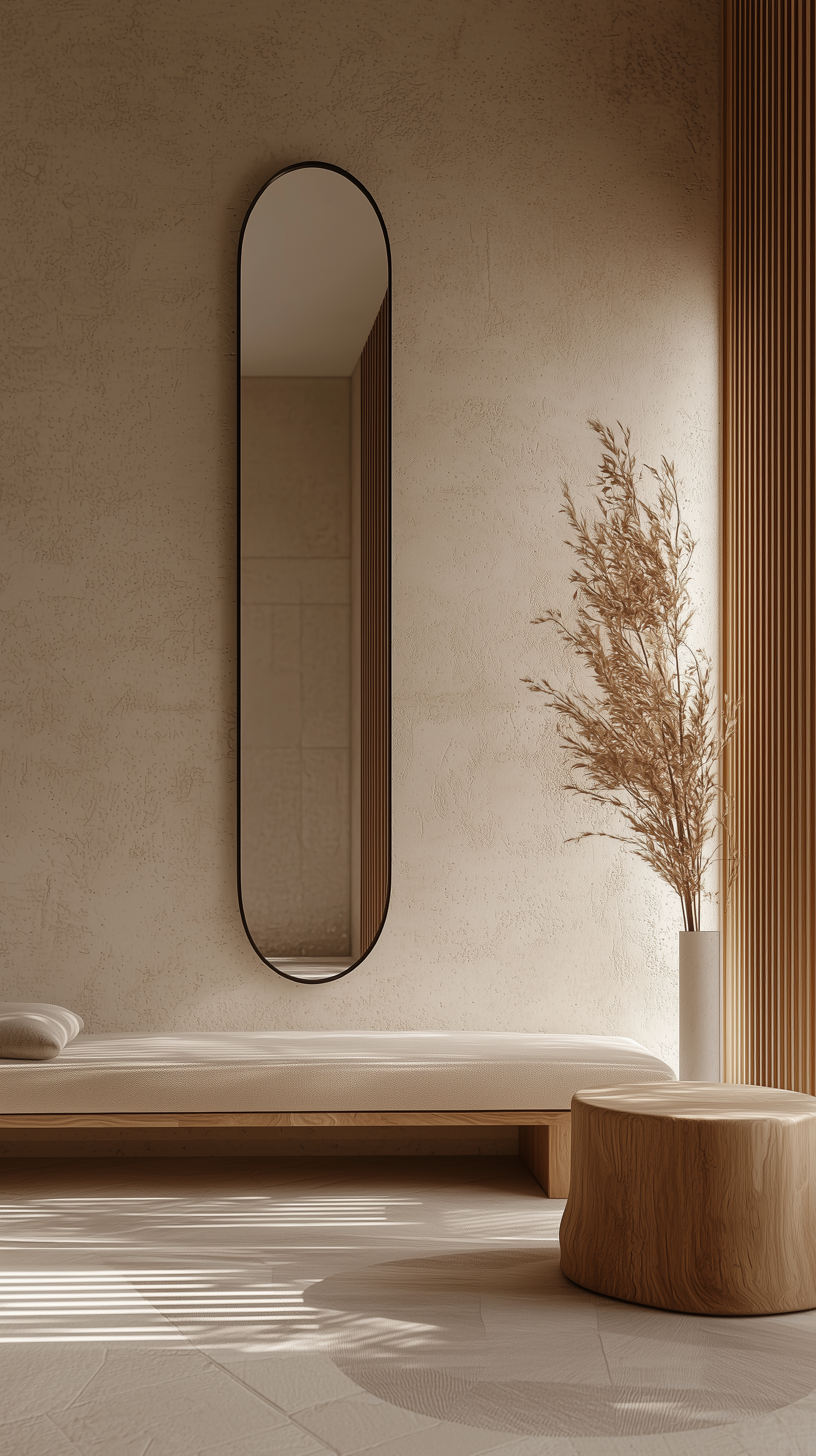 Midjourney prompt: minimalist interior design photo of a sleek, modern bedroom corner with light oa...
