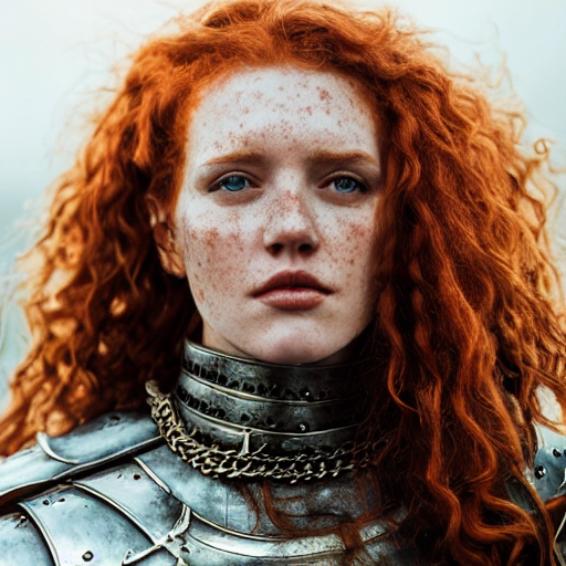 Stable Diffusion prompt: portrait photo of an open and proud looking, beautiful model like gaelic woman, ...