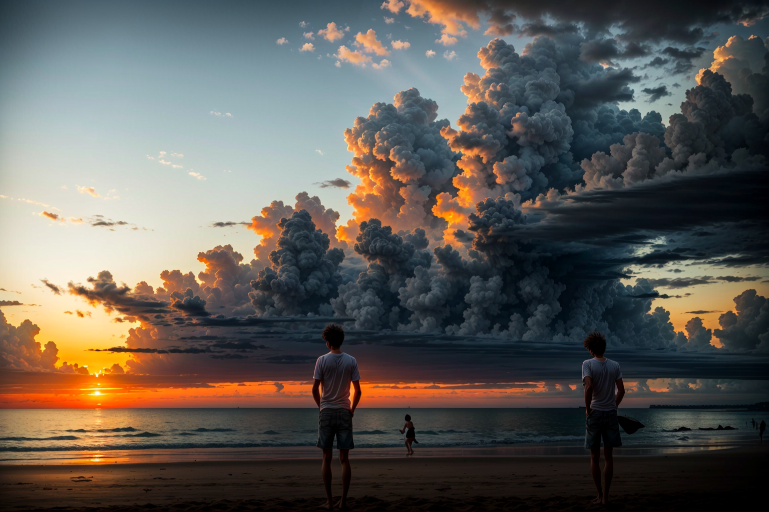 UnstableInkDream prompt: Silhouette Sunset: Head to the beach in the late afternoon and capture the stunn...