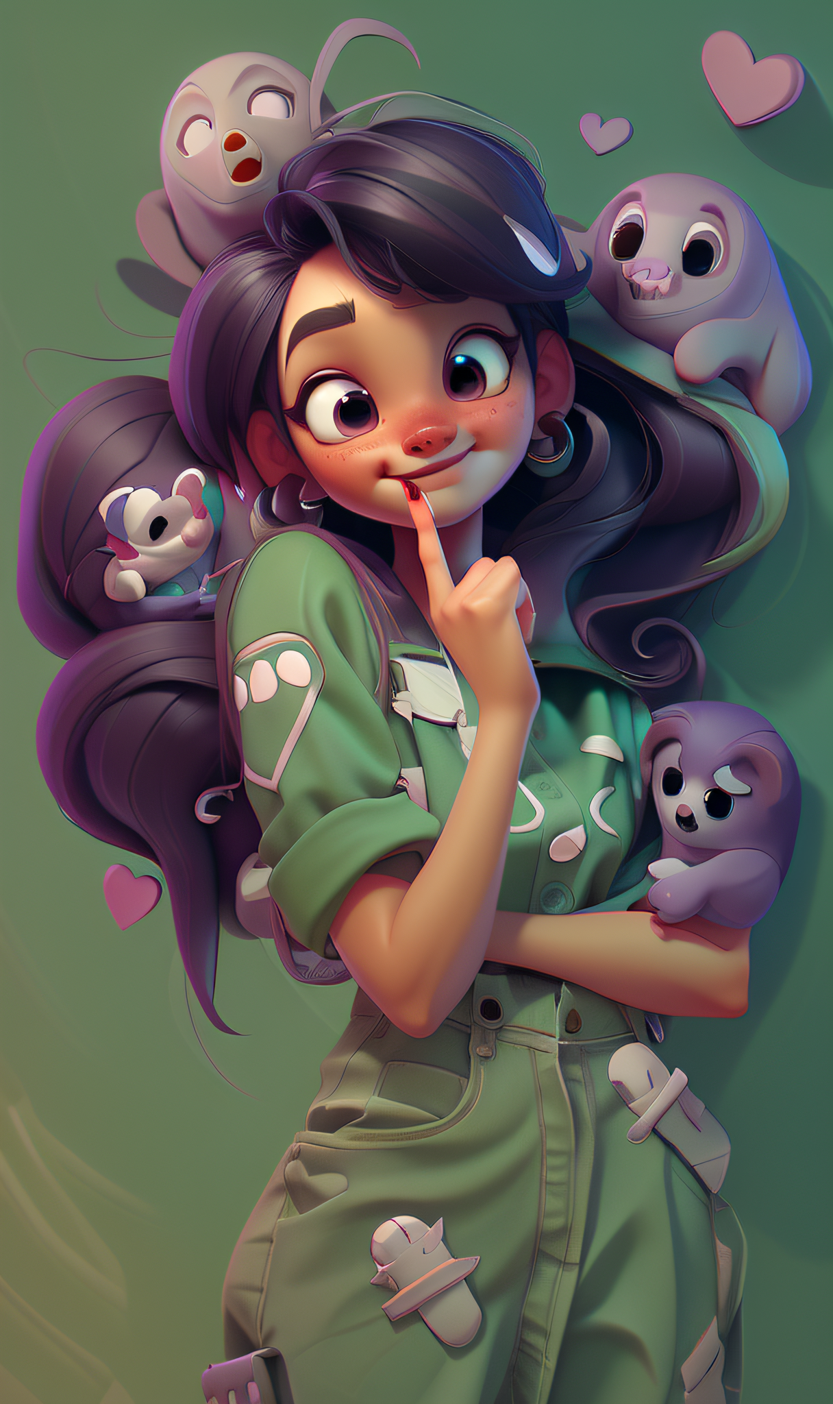 ReV Animated prompt: a close up of a cartoon character with a bunch of skulls, lois van baarle and ro...