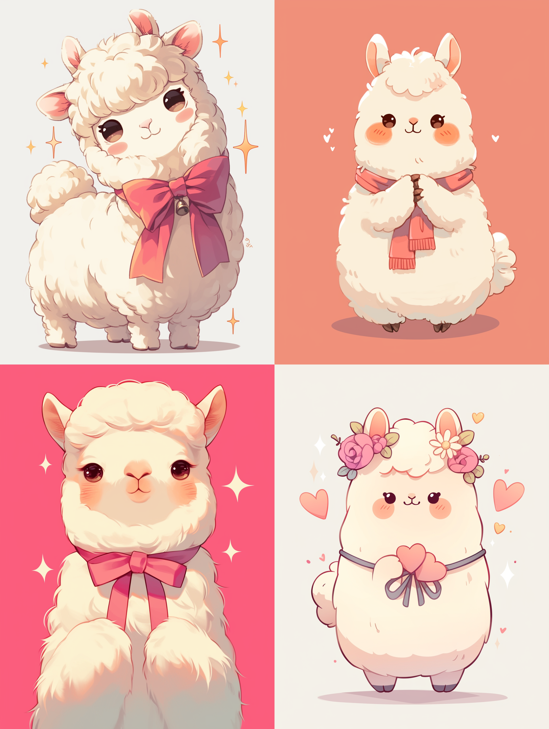 Midjourney prompt: A cute, kawaii spiritual llama, vector, no background --s 180