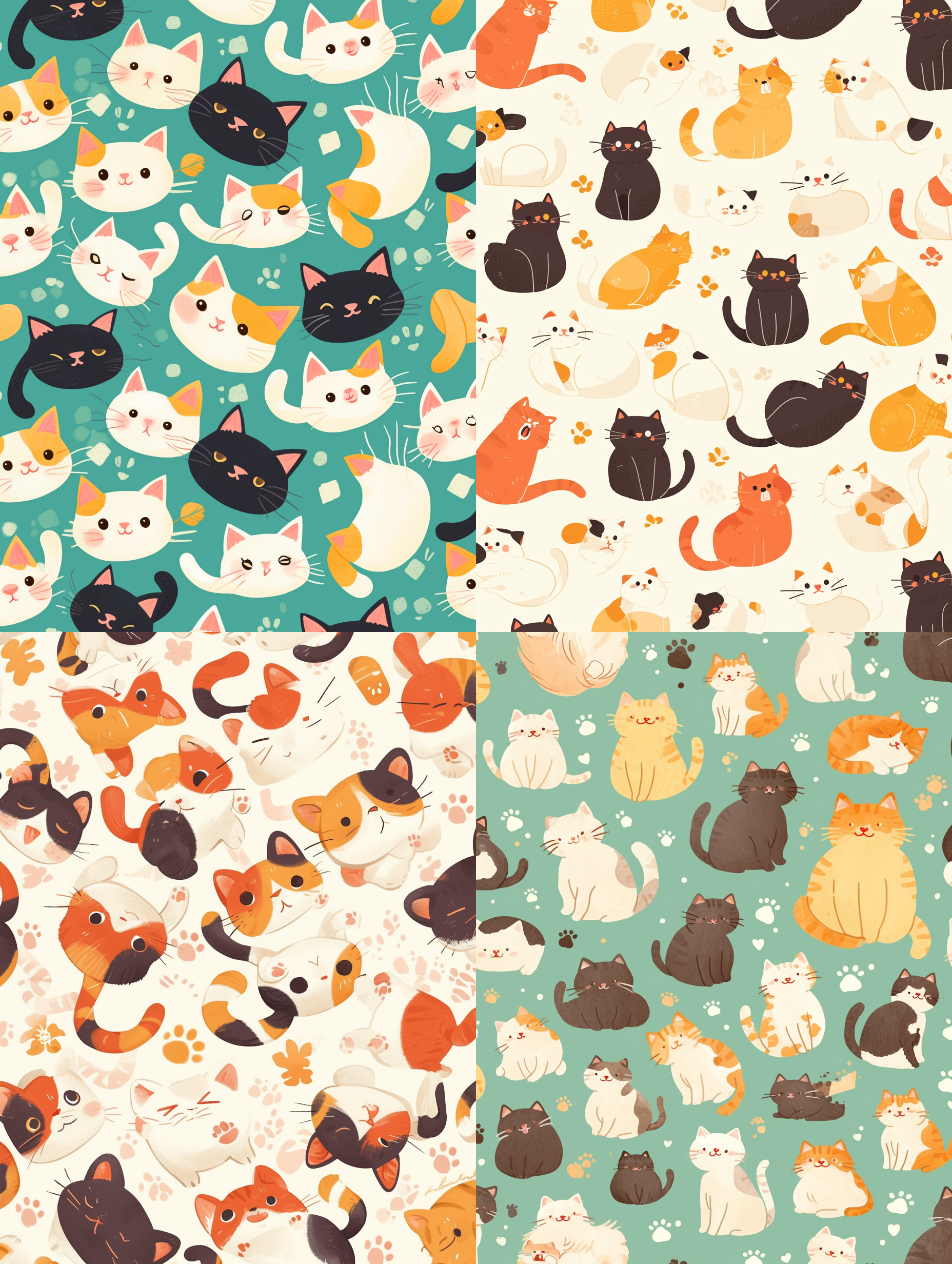 Midjourney prompt: Cute cat patterns for notebook cover --s 50