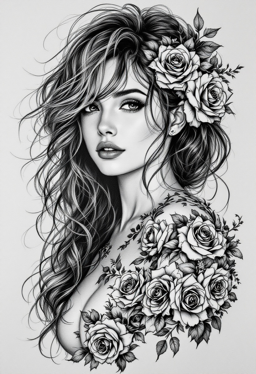 FLUX prompt: Pencil drawing, black and white, pencil strokes, all covered with graphite strok...
