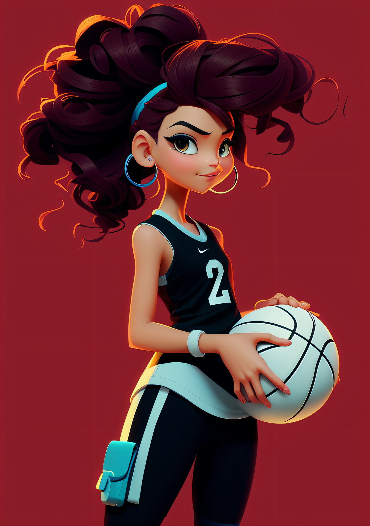 Deliberate prompt: a cartoon girl with a basketball ball in her hand, cartoon concept art, 2 d illu...