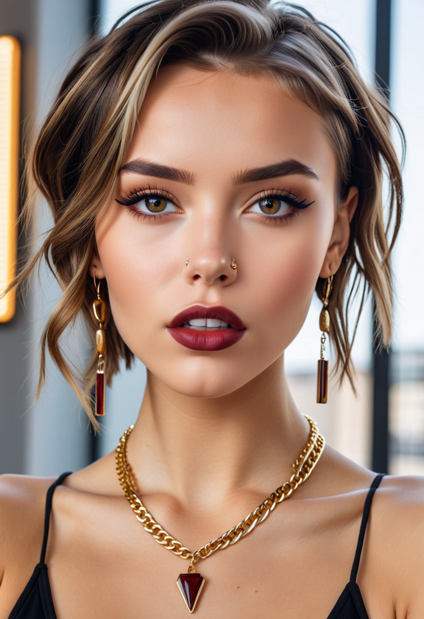 DreamShaper XL prompt: HDR photo of beautiful hipster woman, mascara, eyeliner, dark cheeks, expressive...