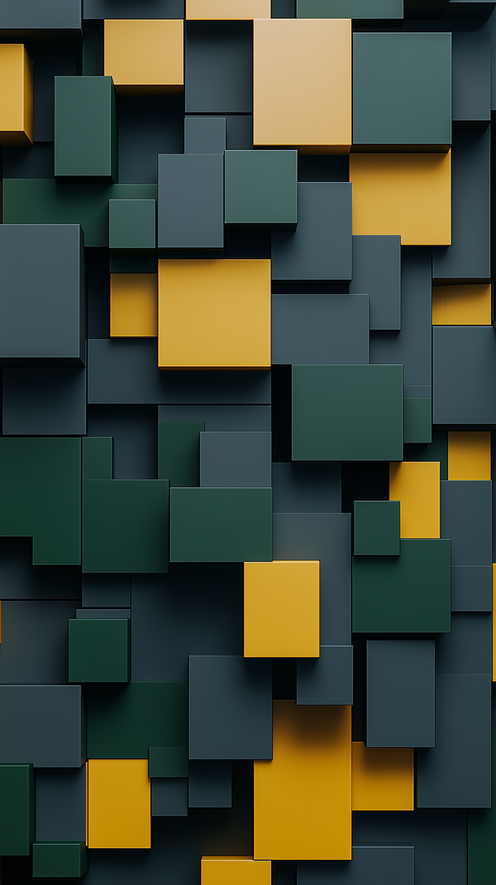 Midjourney prompt: 3D geometric shape composition, vivid green and yellow, dark grey colored, vario...