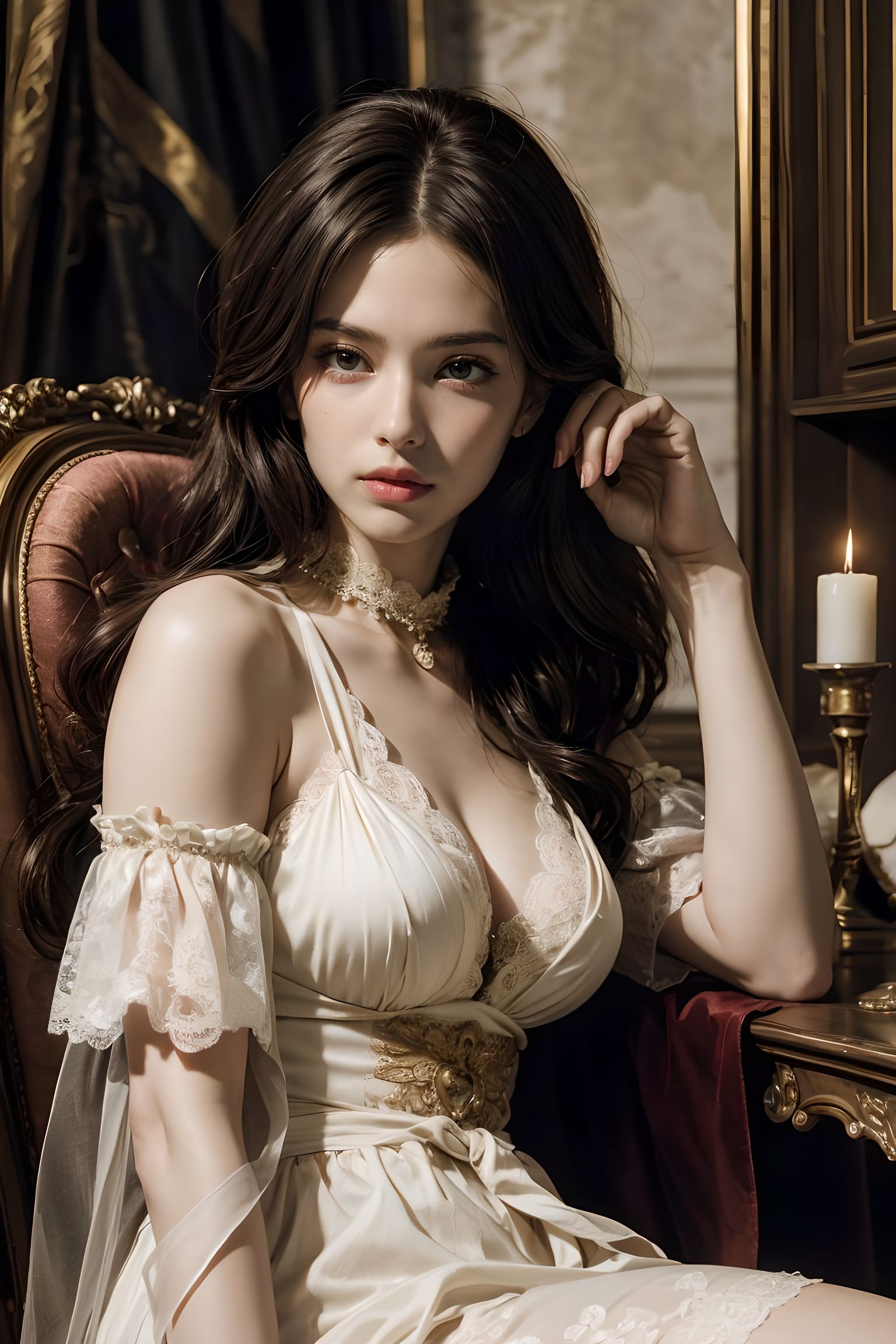 Stable Diffusion prompt: (sumptuous allure:1.3), (Baroque chic:1.1), regal ambiance, fashion photography,...