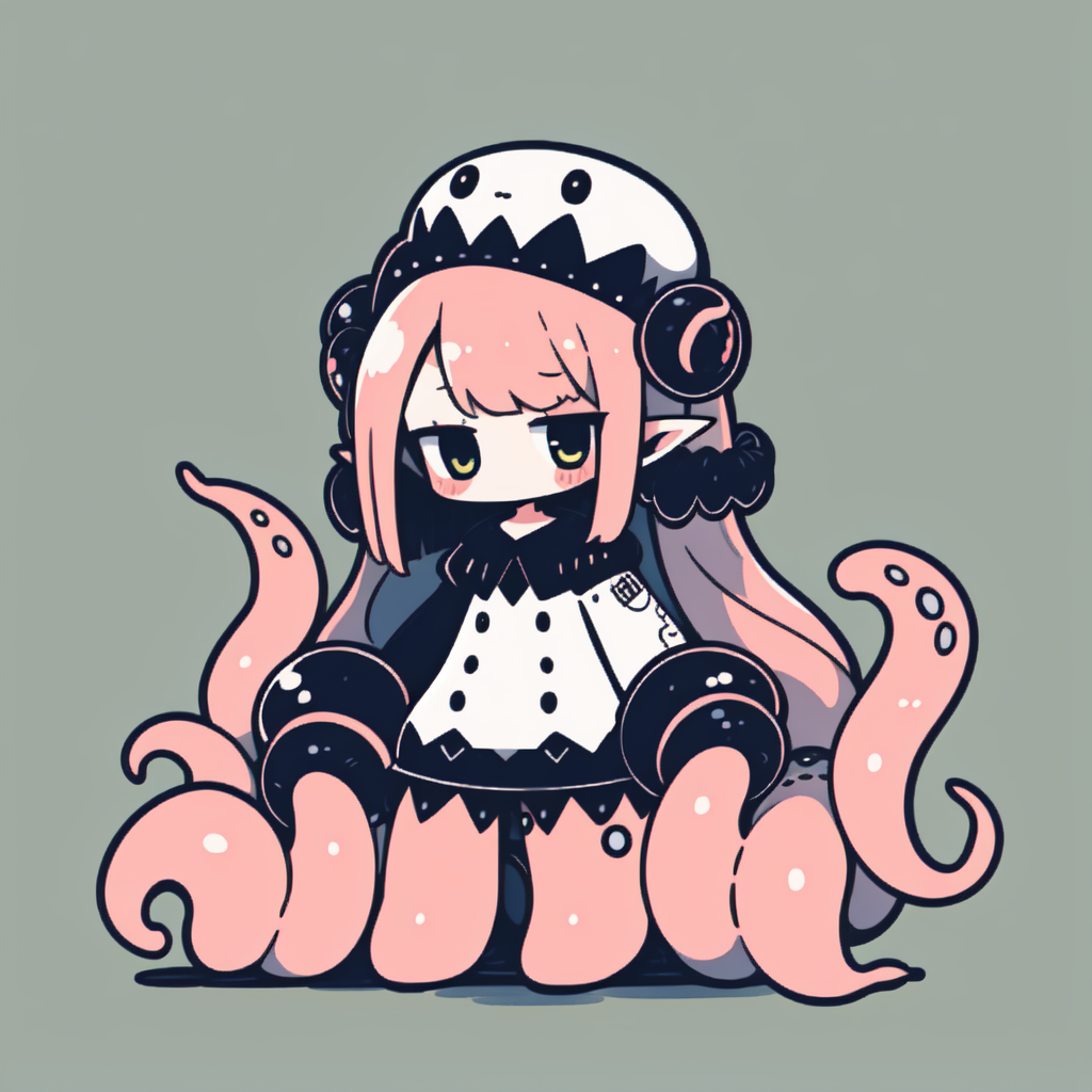 Stable Diffusion prompt: best quality, (solo,chibi:1.2),cute,scylla,monster girl,tentacles,monsterificati...