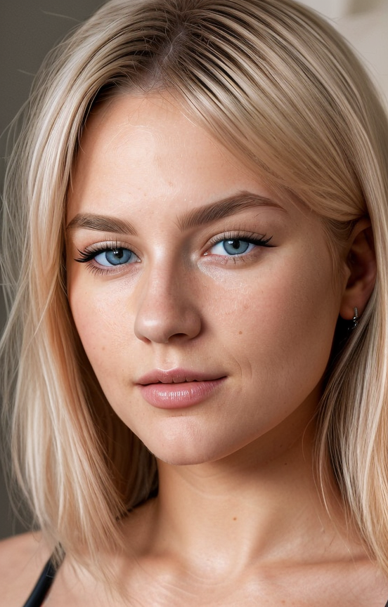 Realistic Vision V2.0 prompt: a portrait of a woman, blonde, cult hair, depth of field, 35mm photo, realistic ...