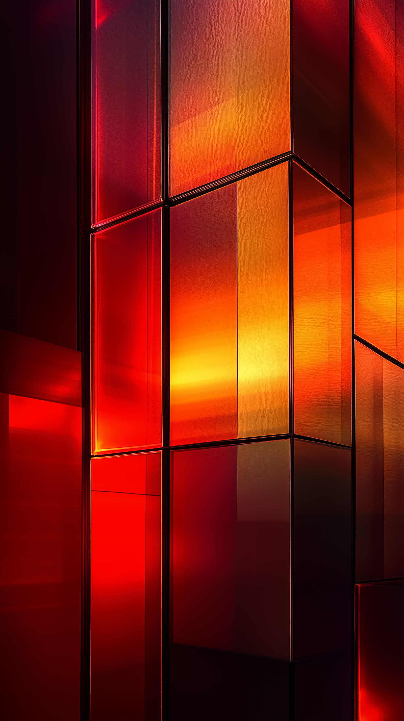 Midjourney prompt: photography, image of an abstract, light-based installation, consisting of squar...