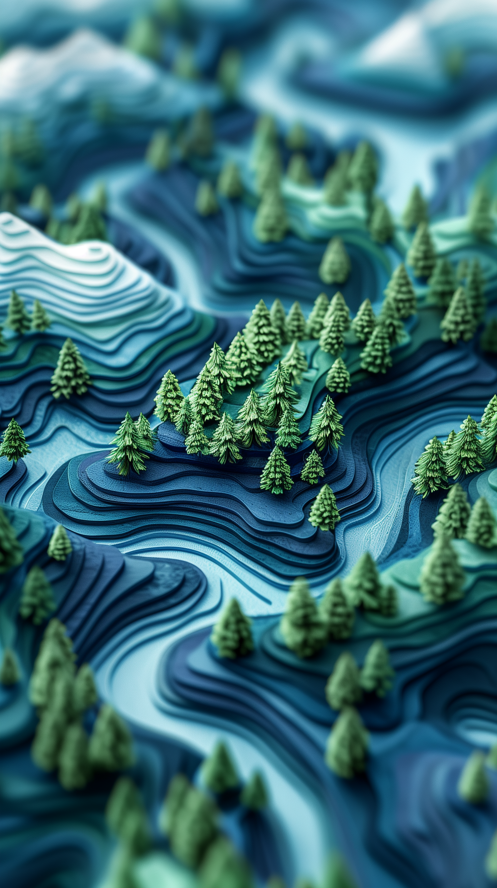 Midjourney prompt: 3d rendering, isometric, mountain park, paper work for a tactile style, select a...
