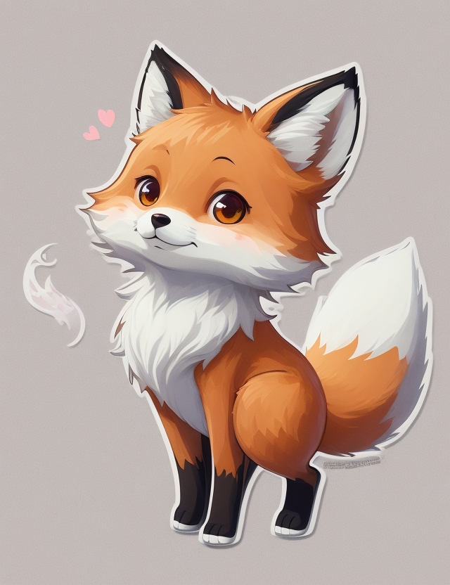 DreamShaper prompt: a cute fox , full body ,highly detailed,a stickers, style cartoon,white border, ...