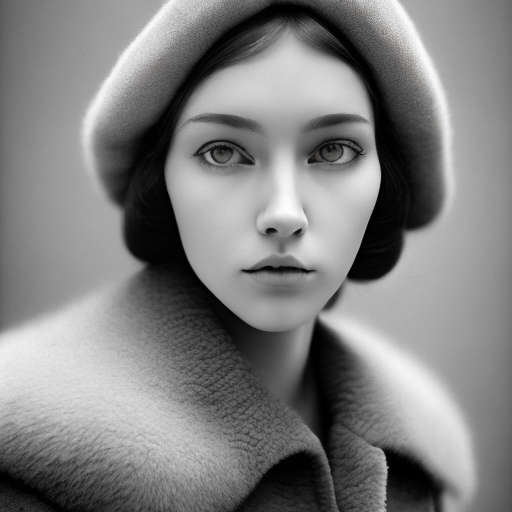 Openjourney prompt: mdjrny-v4 style haunted looking 25 year old woman wearing a beret and mohair jac...