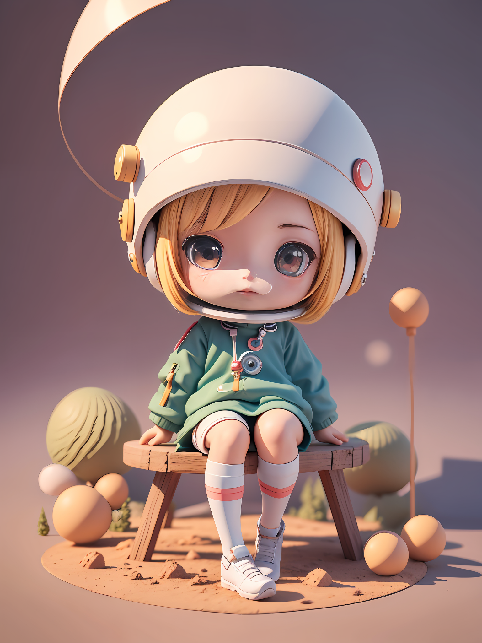 ReV Animated prompt: Toy with a little doll with a helmet, cute 3d render, cute detailed digital art,...