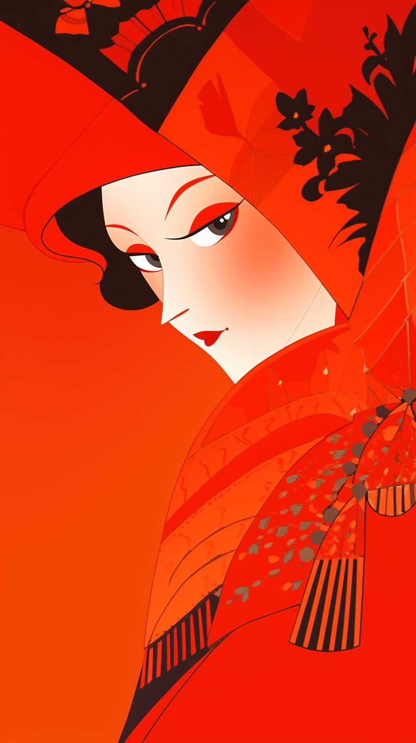 Midjourney prompt: The Renaissance meets abstract expressionism, close up shot of French elegant gi...