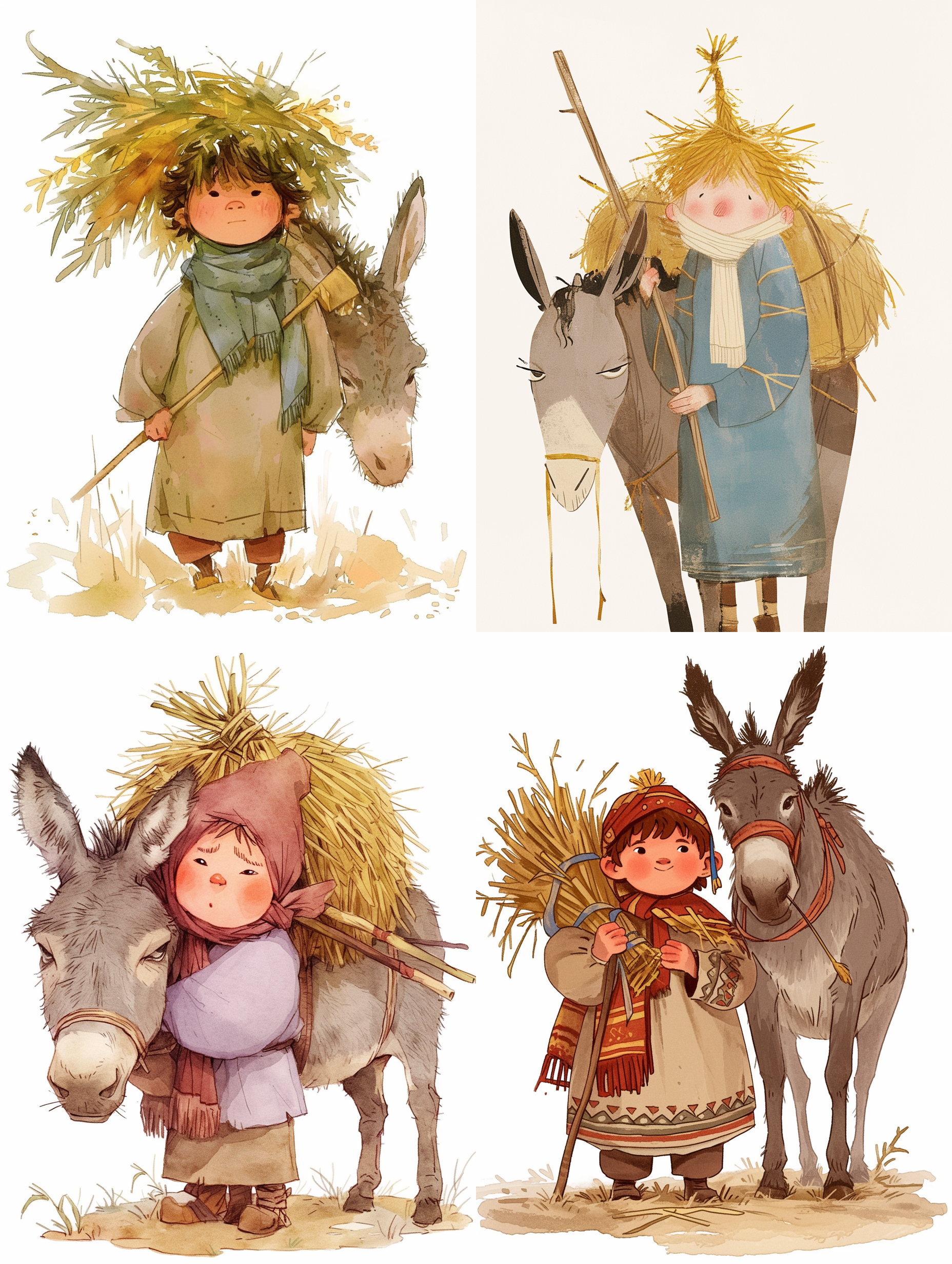 Midjourney prompt: style character Little shepherd is a boy, papakha on his head, without a scarf, ...