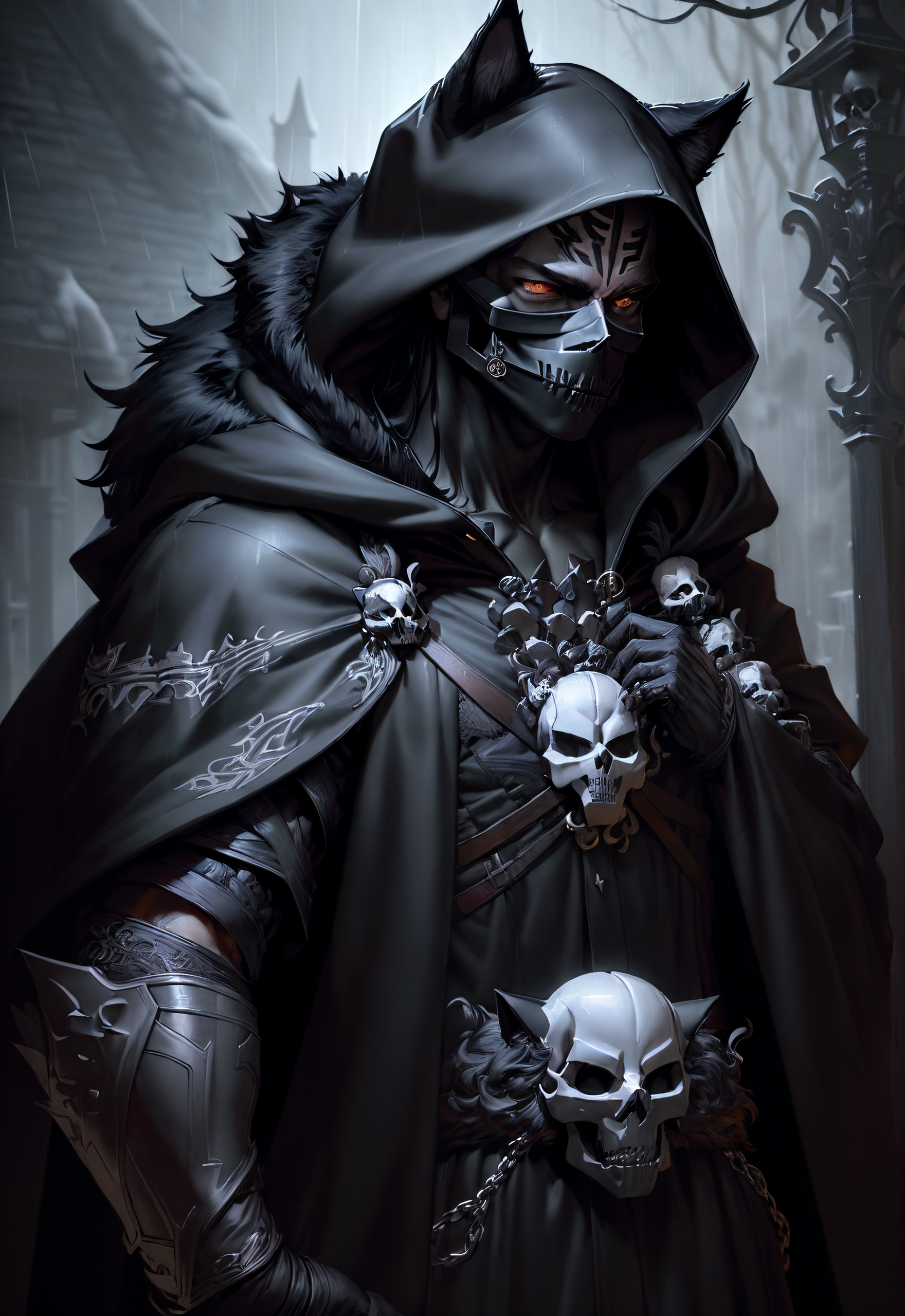 ReV Animated prompt: (masterpiece, award winning illustration:1.2), Splash art of male furry, black f...