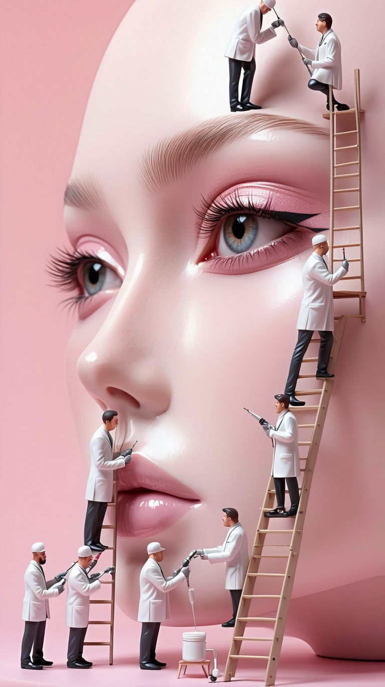 Stable Diffusion prompt: Create a Real Eye of a Model Face - A real photo of numerous tiny people, remini...