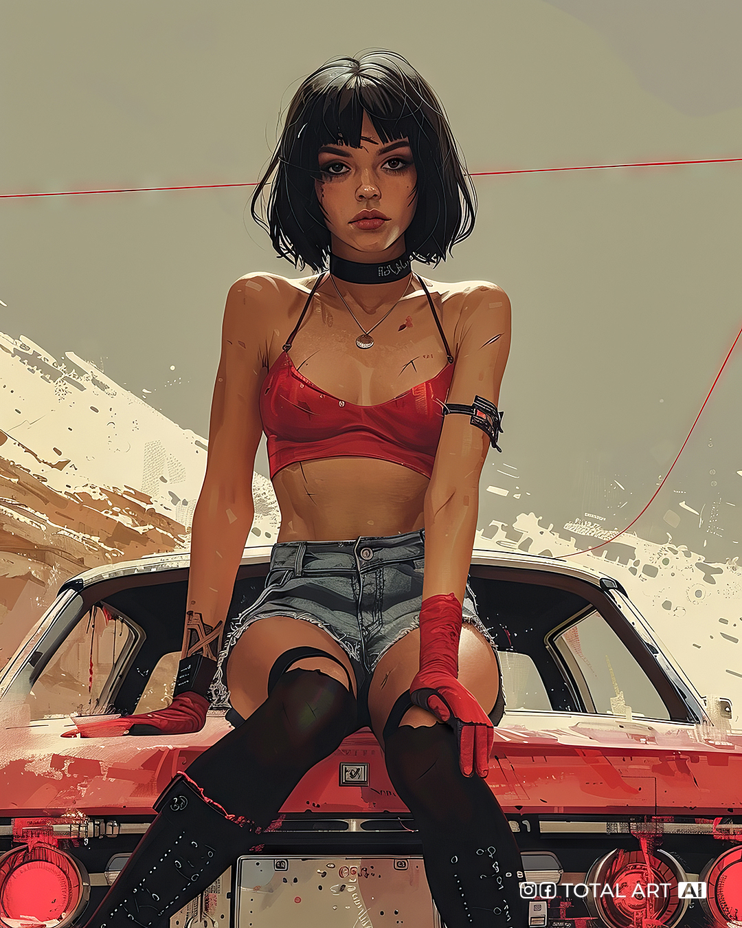 Midjourney prompt: Realistic comic book illustration of young beautiful European woman with short h...