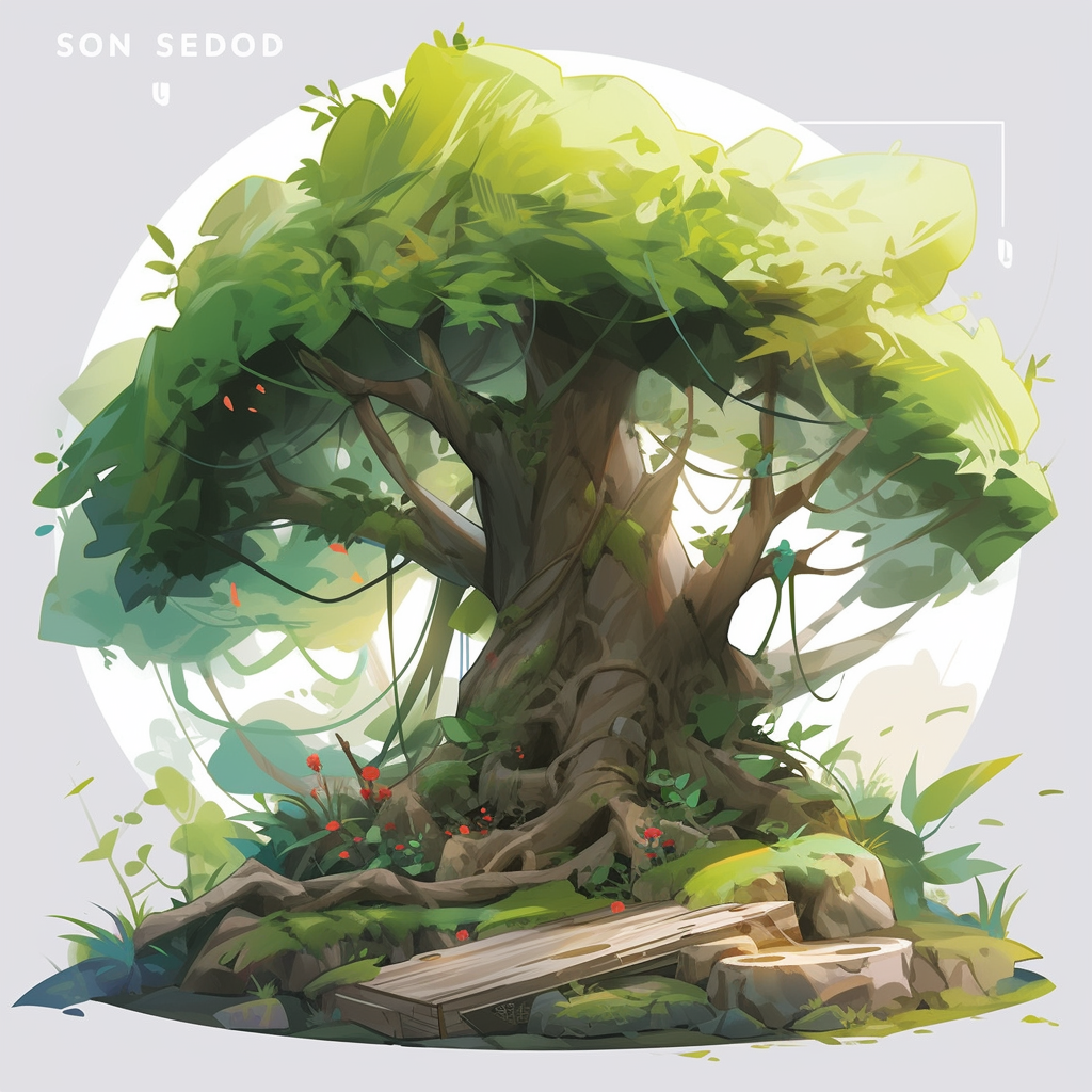 Midjourney prompt: An icon design, 3D, nature icon, tree, soft light, peaceful feeling, earthy colo...