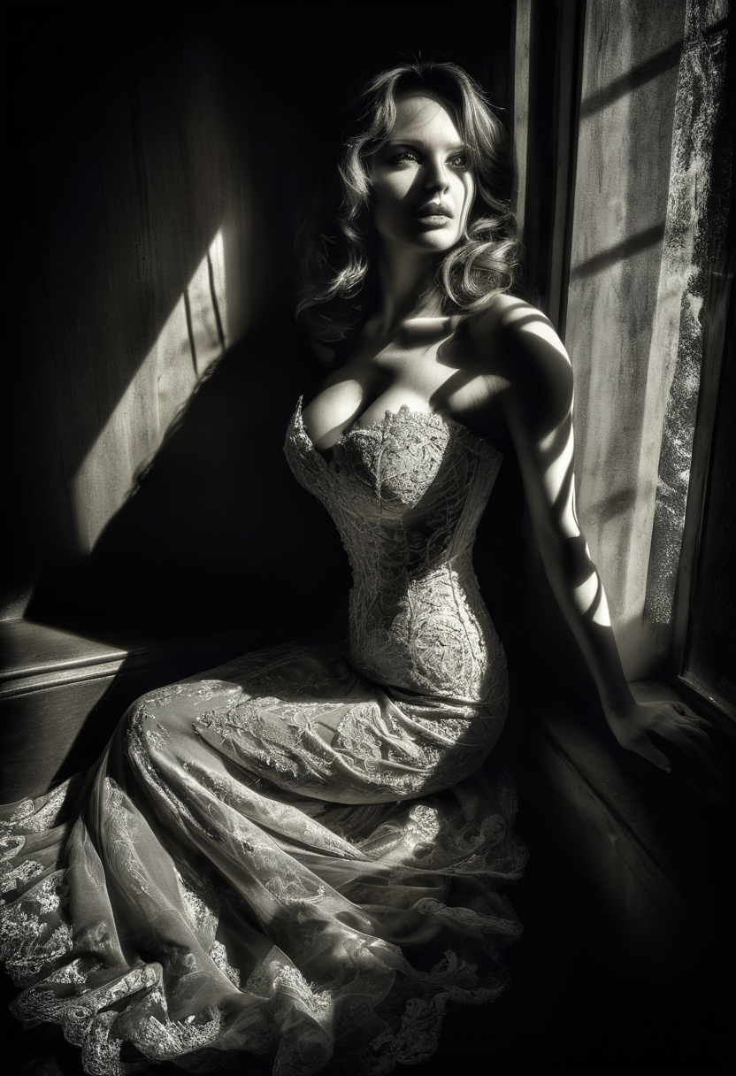 Stable Diffusion prompt: sexy woman, deep shadows, HDR, 32k, extremely intricate details