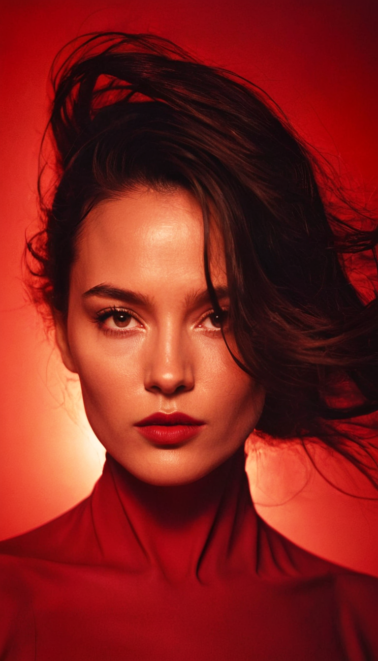 Stable Diffusion prompt: digital art, fashion editorial, a mystical woman's face is partially obscured by...