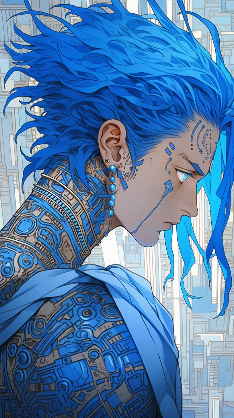 Midjourney prompt: The Ancient Greeks meet cyberpunk, close up of a rebellious philosopher from Zho...