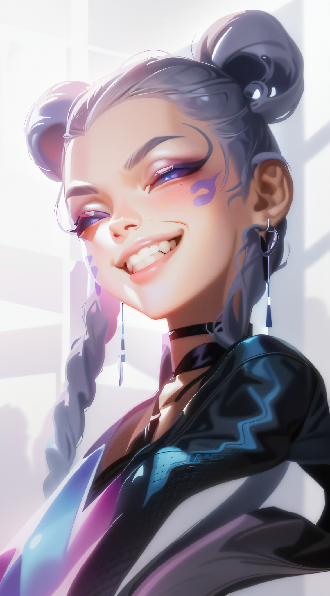MeinaMix prompt: a cartoon girl smile with a pigtails and a ponytail in her hair, rossdraws carto...