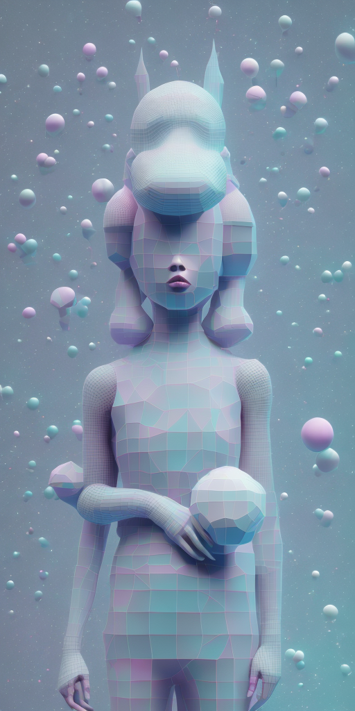 Openjourney prompt: 3 d matte render, dj rave party, mannequins, hsiao - ron cheng, pastel colors, h...