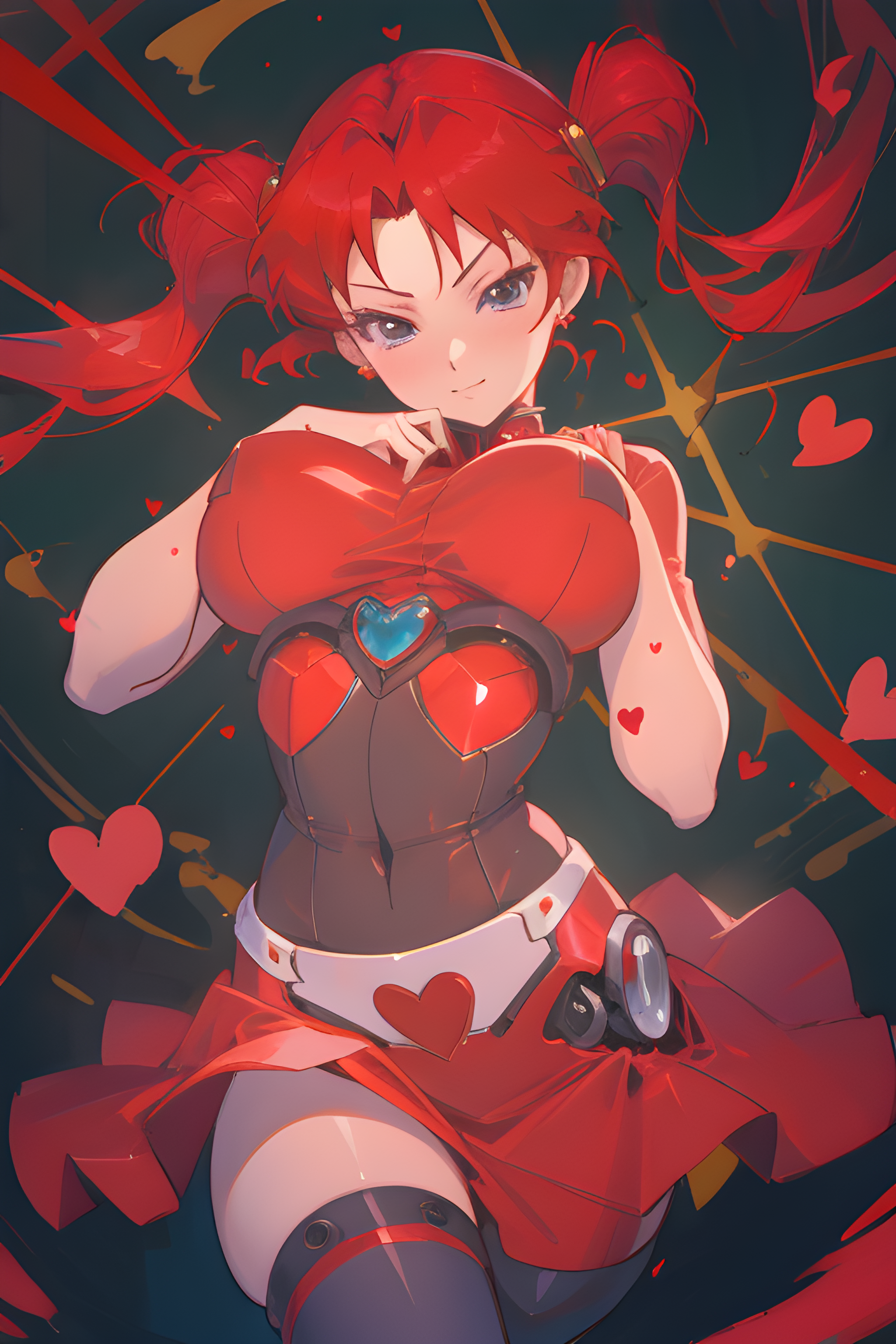 Counterfeit-V2.5 prompt: a pretty woman with red hair wearing a red dress, by Kamagurka, pixiv, digital a...