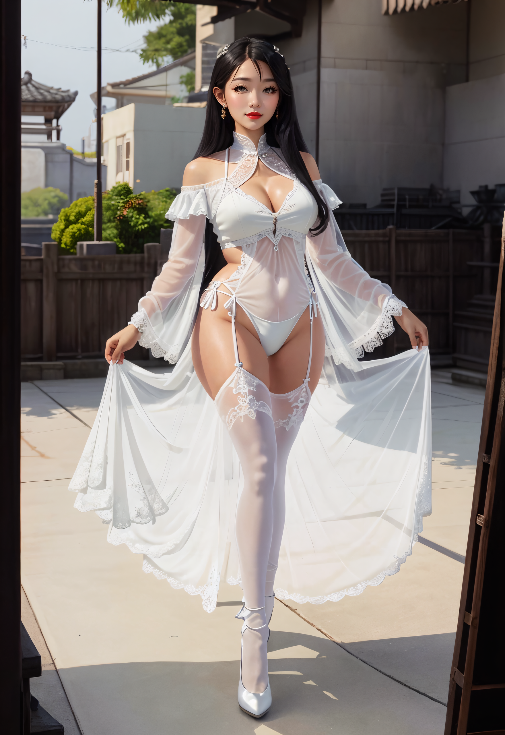 DreamShaper prompt: (Masterpiece, Award winning, Highest Quality:1.2), (full body shot, viewed from ...